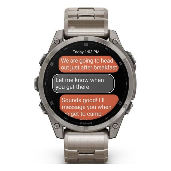 Garmin Fenix 8 Amoled Sapphire 47 мм – Titanium, светло-серый, титановый ремешок