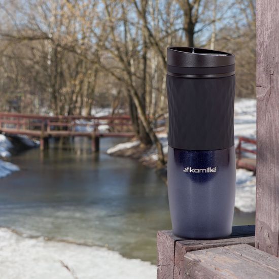 Термокружка 500 мл. Kamille KM 2047 из нержавеющей стали с TPR вставкой