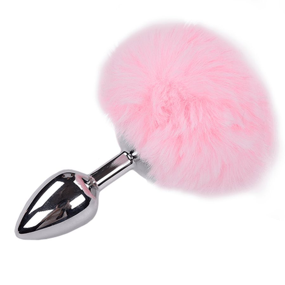 Анальная втулка Alive Metal Anal Fluffly Plug, розовый, S
