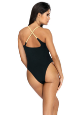 Совместный купальник с перекрещивающимися на спине бретелями-косами (Размер: 75/38) (Цвет: черный)