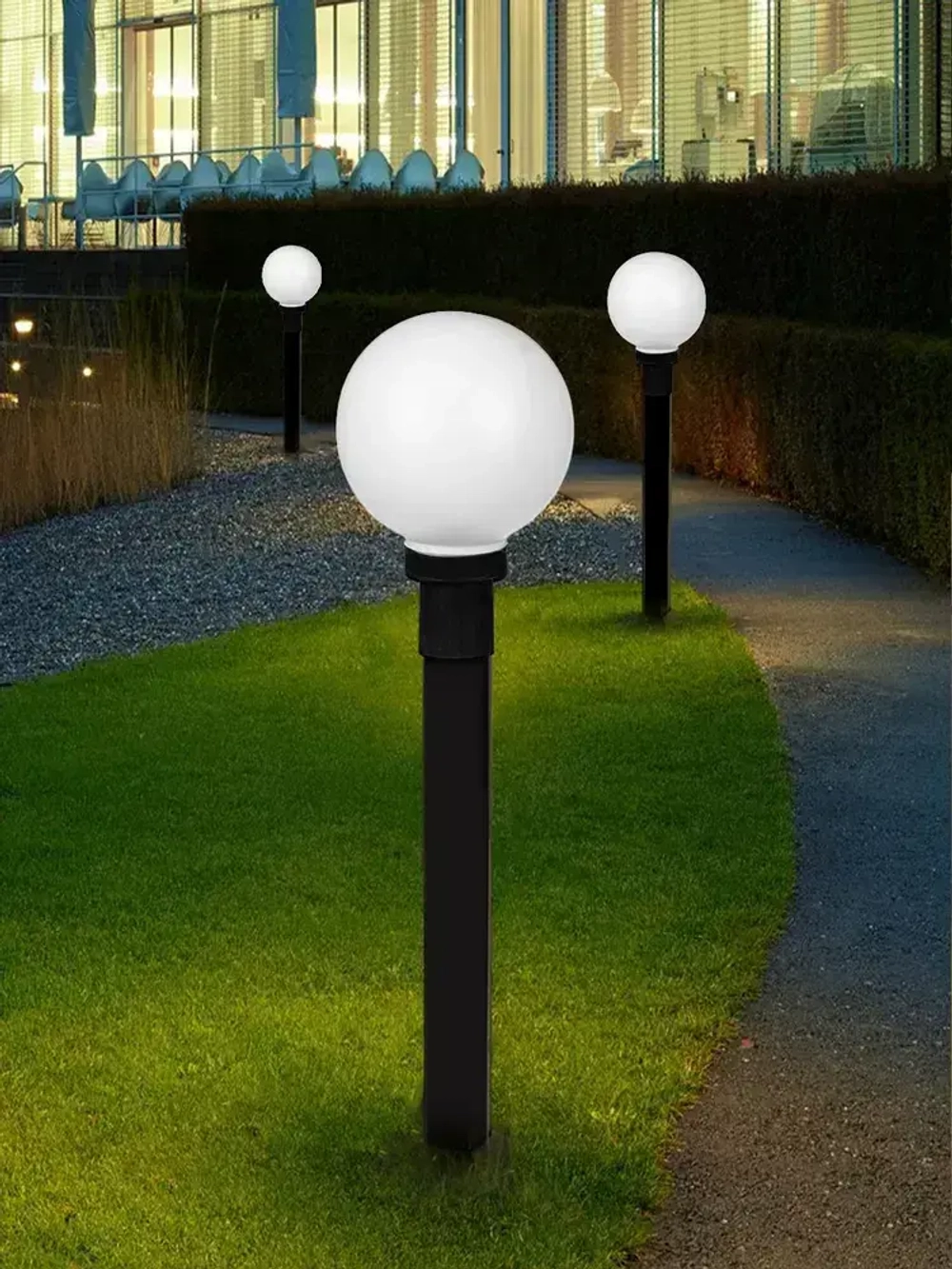 Светильник уличный НТУ садовый Шар белый. Фонарь на столб D200mm. Е27. IP54