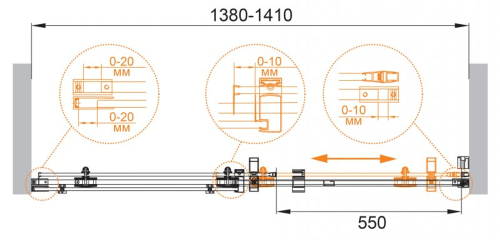 Дверь в проём Cezares STYLUS-O-M-BF-1-140-C-Cr