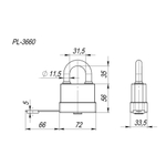 Замок навесной PL-WEATHER-3660 3key (PL-3660), англ. /блистер
