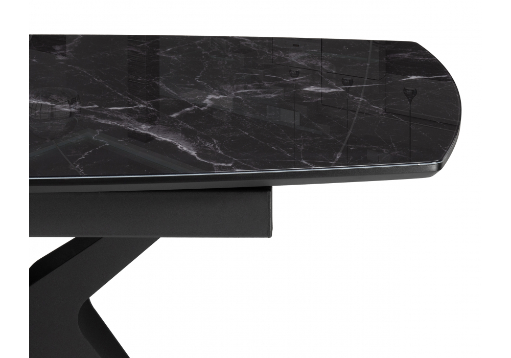 Стол стеклянный Woodville Риполь 140(180)х80 черный мрамор, черный, ножки черные