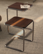 Журнальный столик Tarsel из 100% орехового шпона с конструкцией из матовой стали