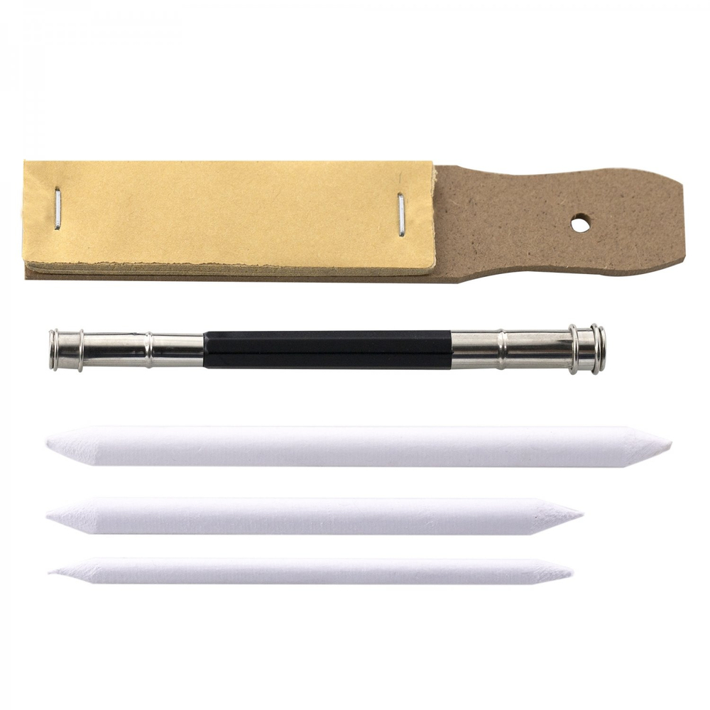 Набор художественный Alingar, 32 предм в пенале(ч/г,уг.каранд и брус,нож канц,ластик,наждач.блок,растирка,удлин для каранд,точил,скетчбук)