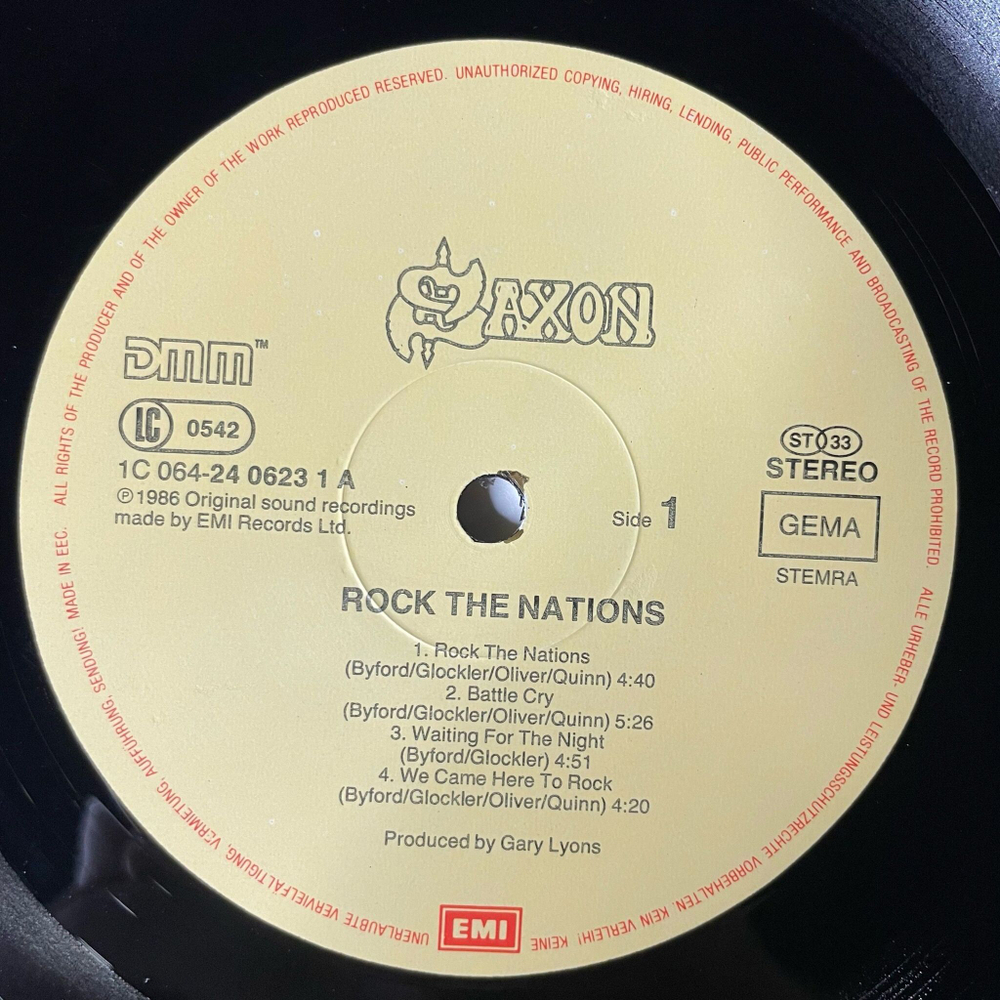 Винтажная виниловая пластинка LP Saxon Rock The Nations (Germany 1986)
