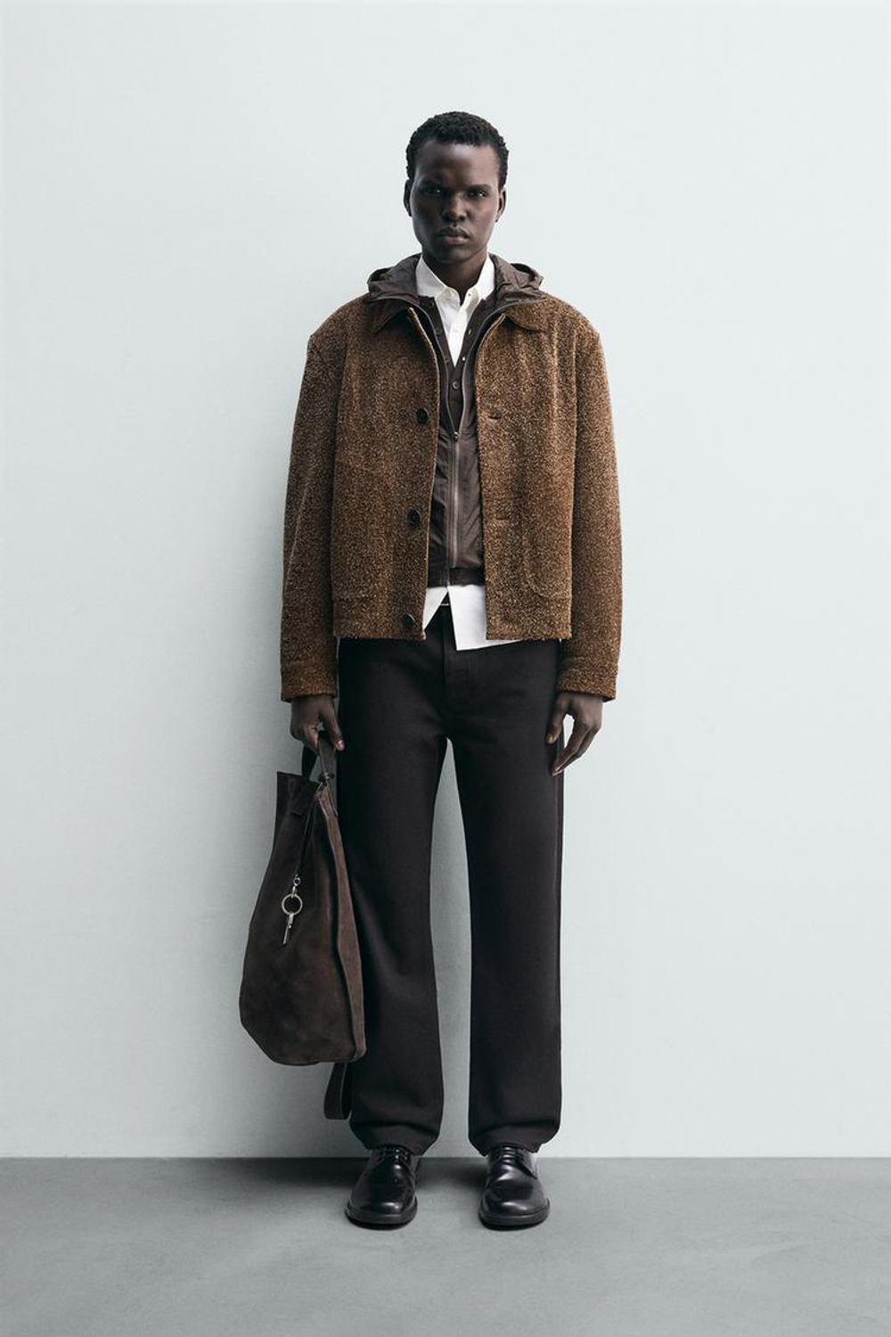 ZARA КУРТКА ИЗ ЩЕТИСТОЙ ЗАМШИ, ТЕРРАКОТОВЫЙ