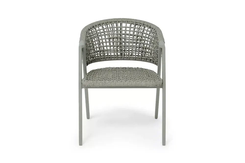"Амстердам" стул плетеный из роупа, каркас алюминий, роуп серый круглый