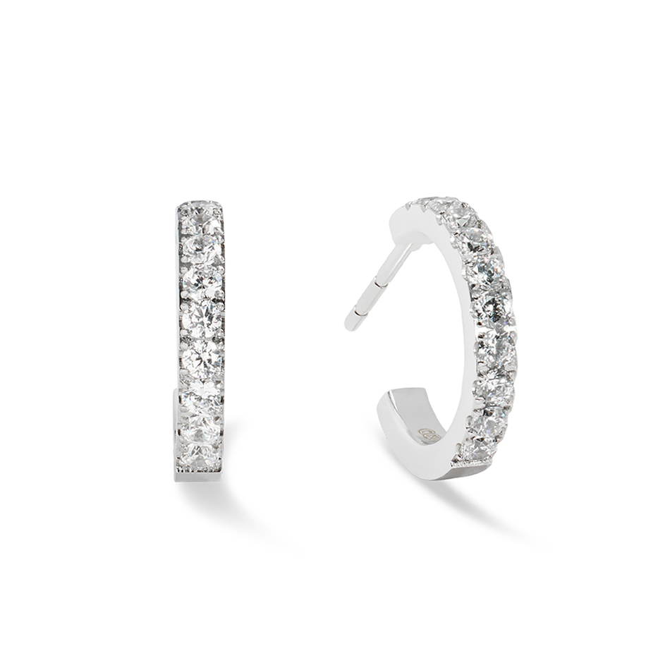 Серьги Coeur de Lion Hoop Crystal-Silver 15мм 0146/23-1817