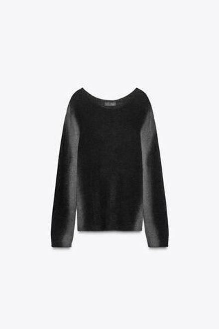 ZARA ТРИКОТАЖНЫЙ ДЖЕМПЕР С РАЗМЫТЫМ ПРИНТОМ, ЧЕРНЫЙ