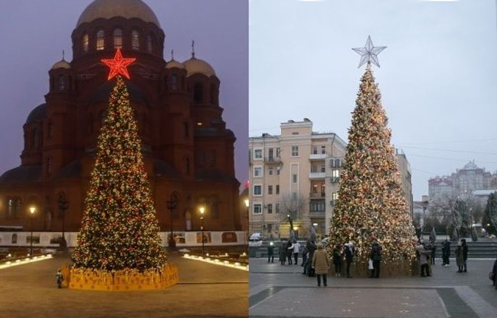 Светодинамическая елка каркасная - встроенная гирлянда: теплый свет - "Уральская" - высота от 4 до 30 м