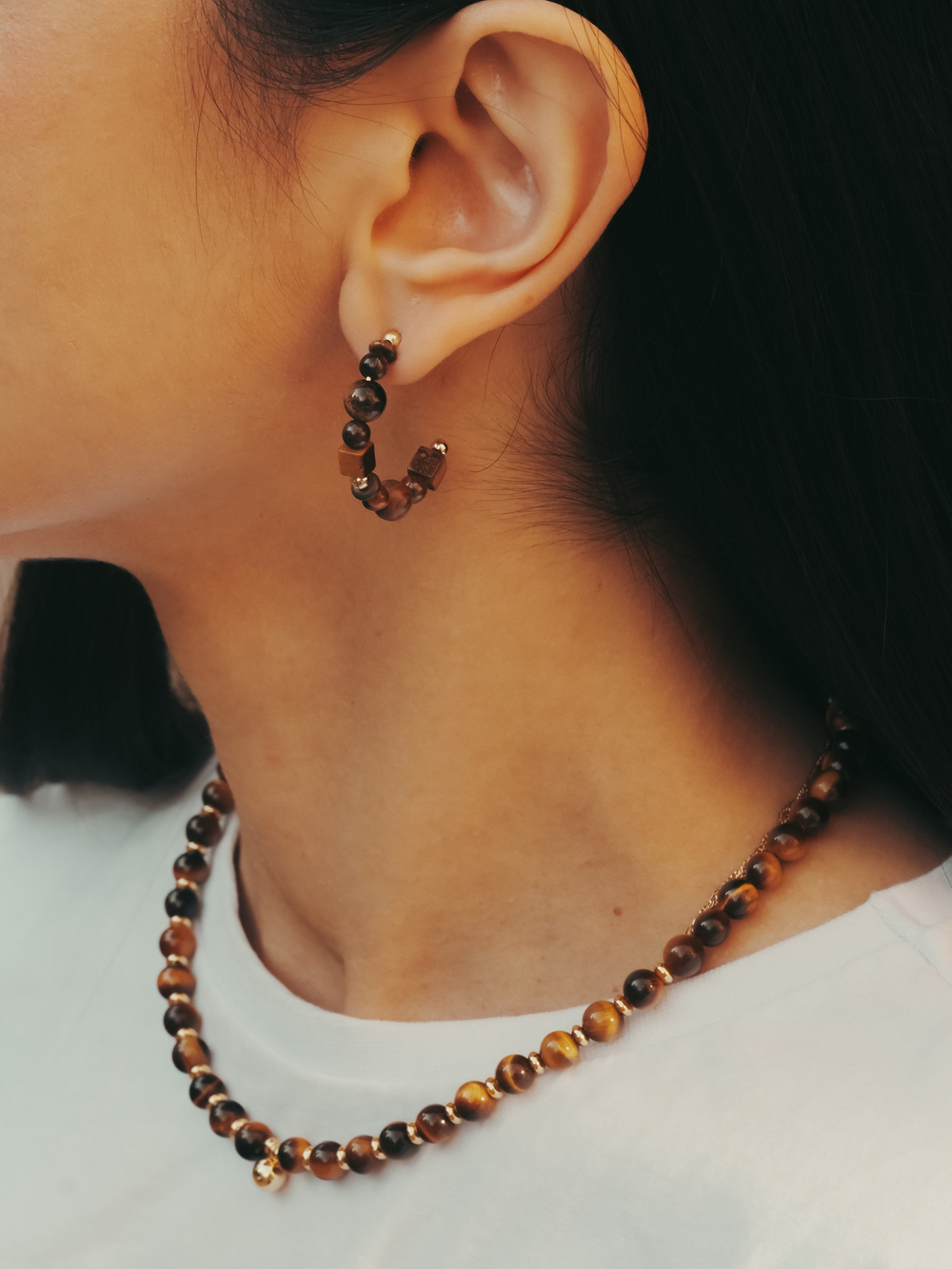 Серьги женские из камня тигровый глаз