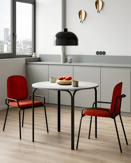 Стол обеденный ror, D90 см, черный/серый