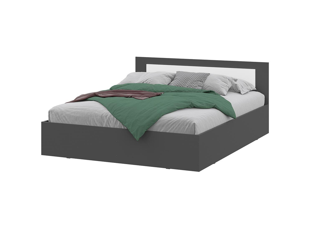 Дольче кровать двойная 1,6 настил лайт ДСП / Графит/Белый