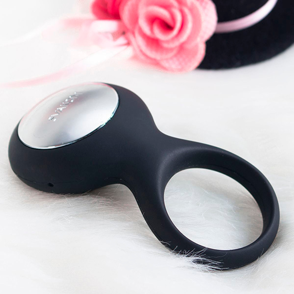 Чёрное эрекционное виброкольцо Svakom Tyler Vibrating Cock Ring with Textured Head Sring-01-BLK