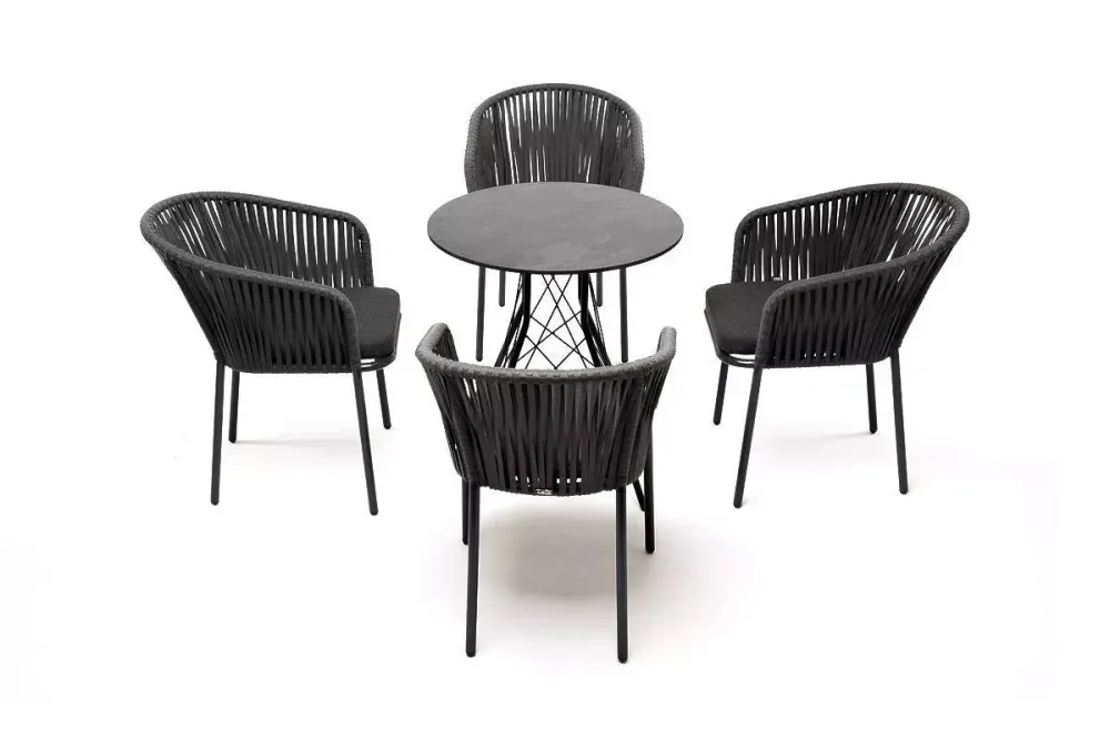 "Конте" обеденная группа на 4 персоны, круглый стол, цвет "серый гранит"