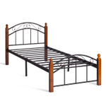 Кровать AT-8077 - дерево гевея/металл, 90*200 см (Single bed), красный дуб/черный