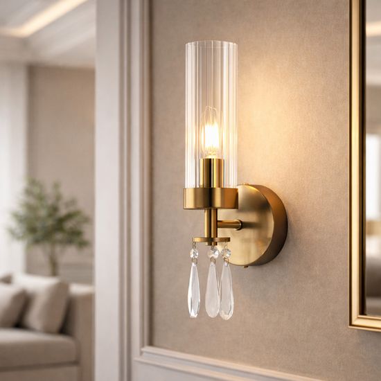 SL1400.301.01 Светильник настенный ST-Luce Латунь/Прозрачный E14*1 40W ИЛЛЮМИА