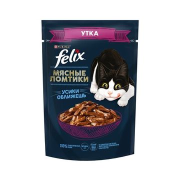 Felix Мясные ломтики влажный корм для кошек с уткой 75 гр