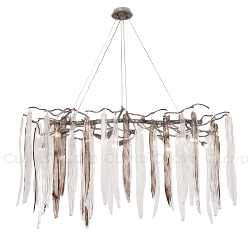 Люстра Cloyd SULAWESI C12 / шир. 122 см - серебро темн. - черн. стекло (арт.10406)