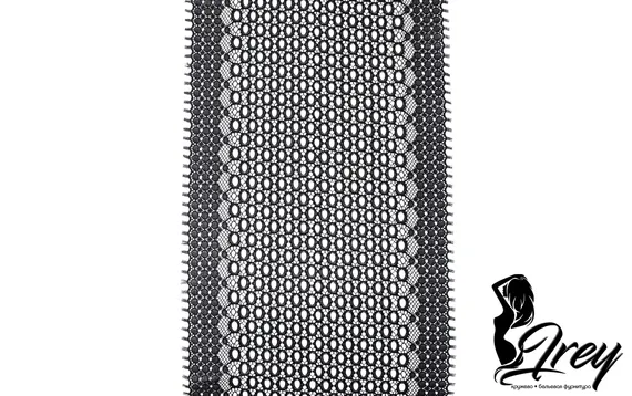 906 Кружево эластичное 19 см, перфорация, Италия, черный 170