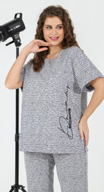 Пижама женская "Письмена" бриджи+футболка К-770