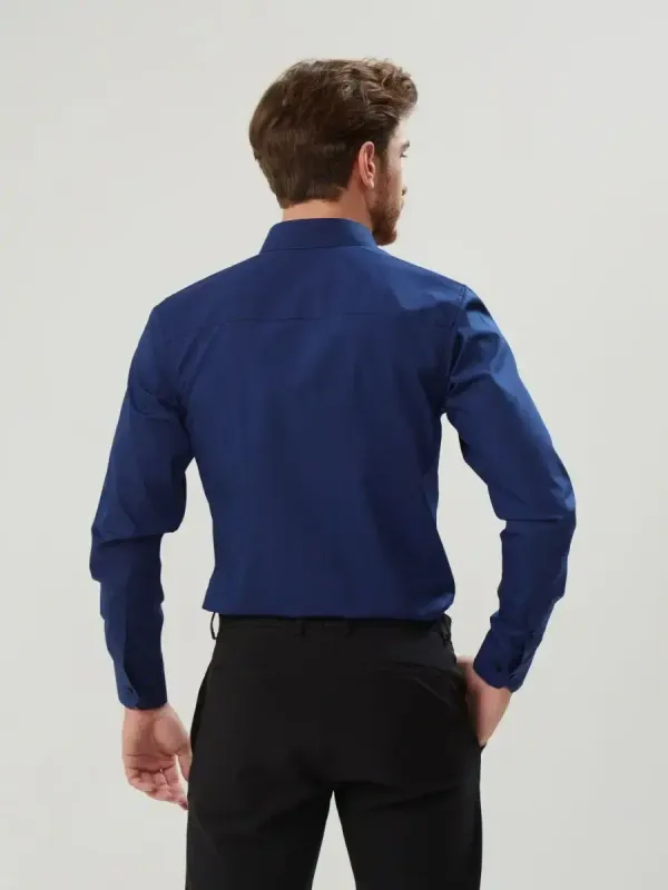 Рубашка приталенная SLIM FIT с длинным рукавом, темно-синяя