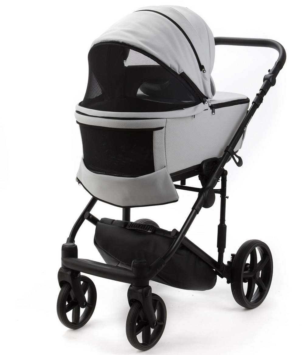 Детская коляска Adamex Zico Deluxe New 2 в 1 ZN-SA03 СВЕТЛО-СЕРАЯ КОЖА