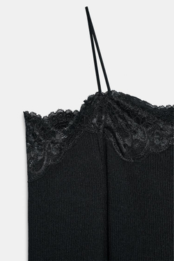 ZARA КОМБИНИРОВАННЫЙ ТОП С ОТКРЫТЫМИ ПЛЕЧАМИ, ЧЕРНЫЙ