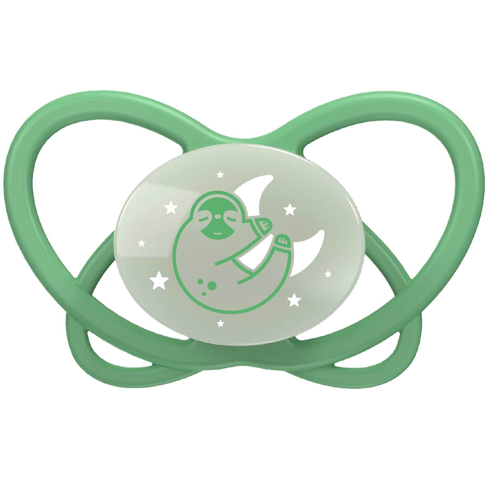 NIP Соска пустышка, силикон "Butterfly Night ", зелёный, размер 2 (6+)