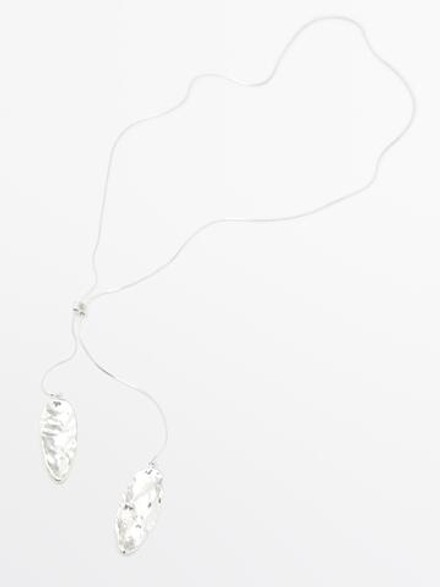 Massimo Dutti Регулируемое колье с рельефными элементами, серебряный