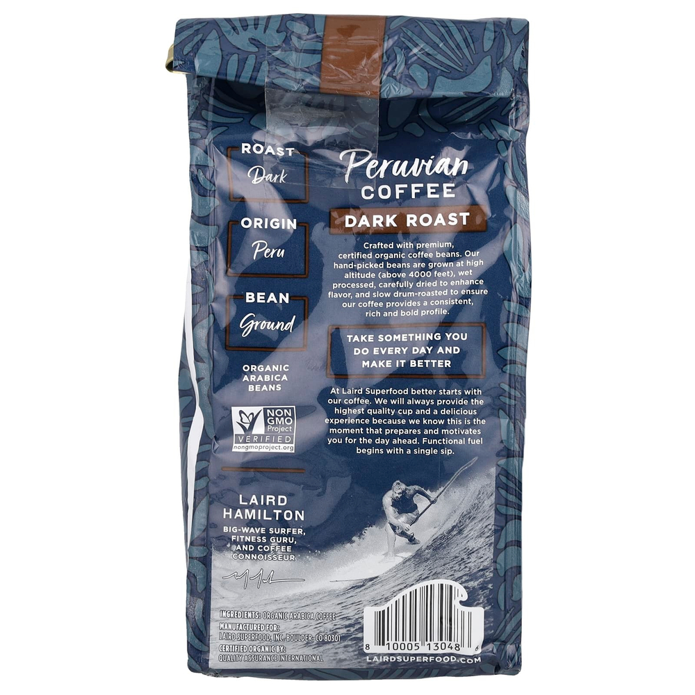 Laird Superfood, Перуанский кофе, молотый, темный, 340 г (12 унций)