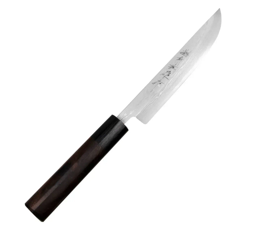 Mistrz Hideo Kitaoka Нож Shirogami Satin Damascus 12см Мацуба