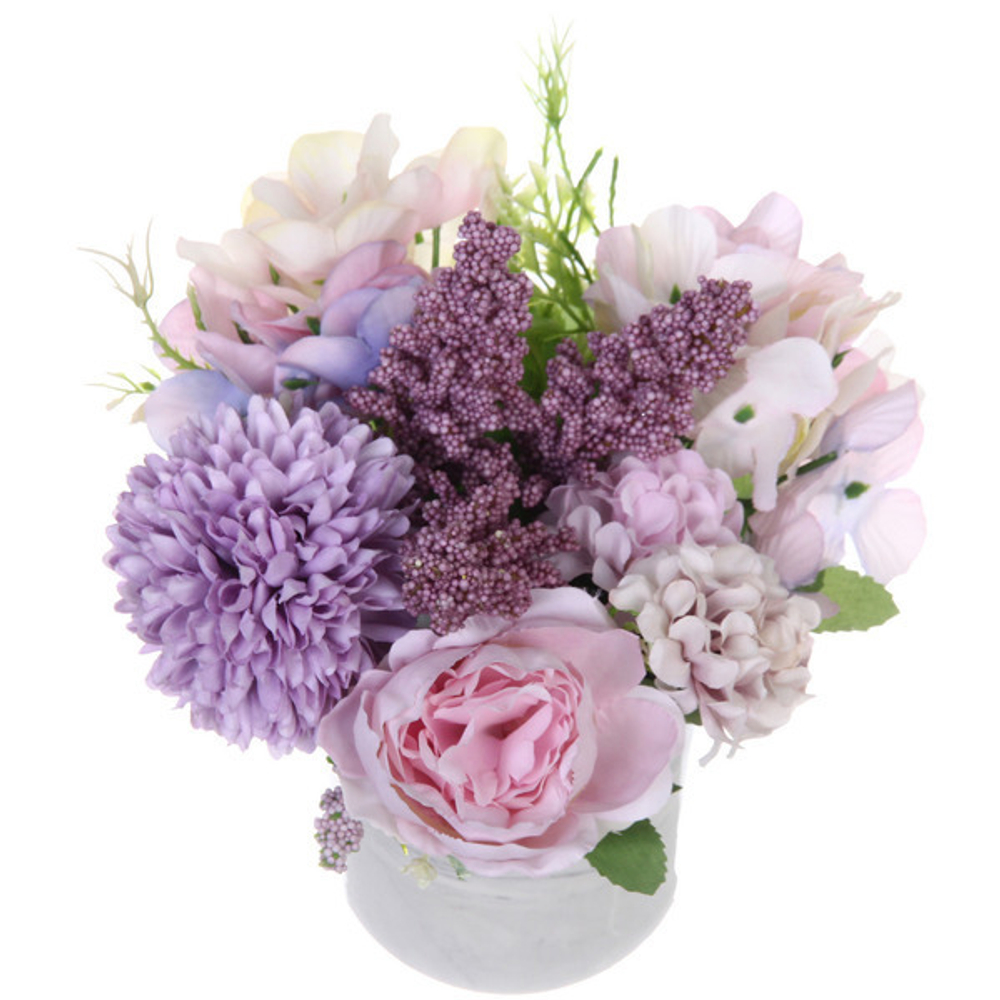 Цветочная композиция «Шарм» сиреневый 15*21см в керамическом горшке HL-13