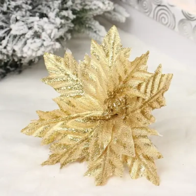 Украшение новогоднее «Пуансеттия - Мерцание» 17 см, Золото