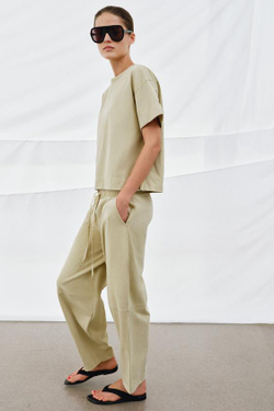 ZARA БРЮКИ WIDE-LEG ИЗ ПЛОТНОГО ХЛОПКА, СВЕТЛО-ЗЕЛЕНЫЙ