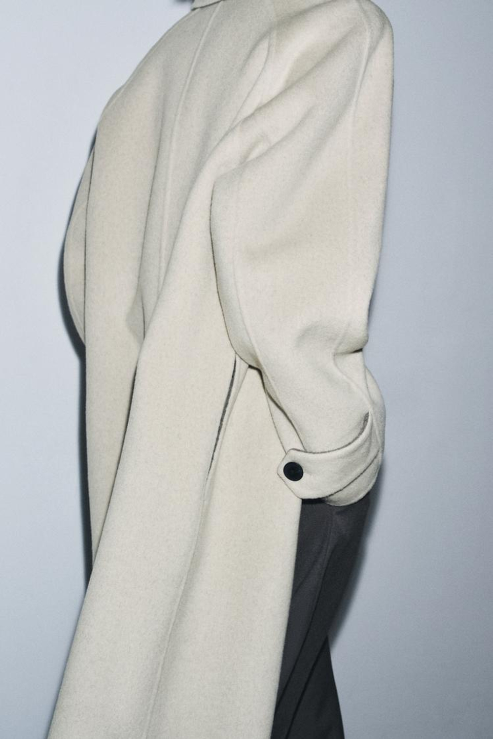 ZARA ДЛИННОЕ ПАЛЬТО ИЗ СМЕСОВОЙ ШЕРСТИ — ZW COLLECTION LIMITED EDITION, ЭКРЮ