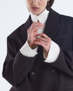 Жакет двубортный с дополнительными петлями елочка шоколад