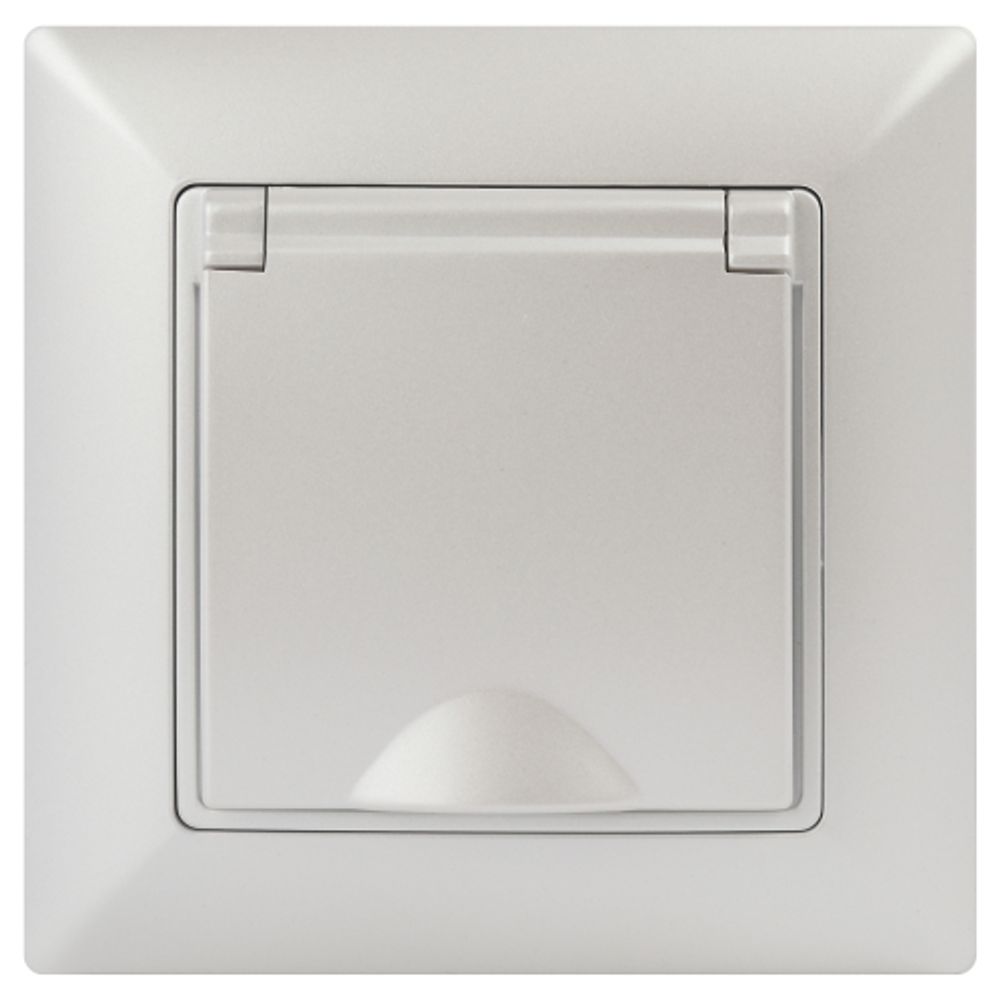 Розетка Intro Solo 4-203-06 с заземлением 2P+E Schuko с крышкой 16А-250В IP20 СУ перламутр