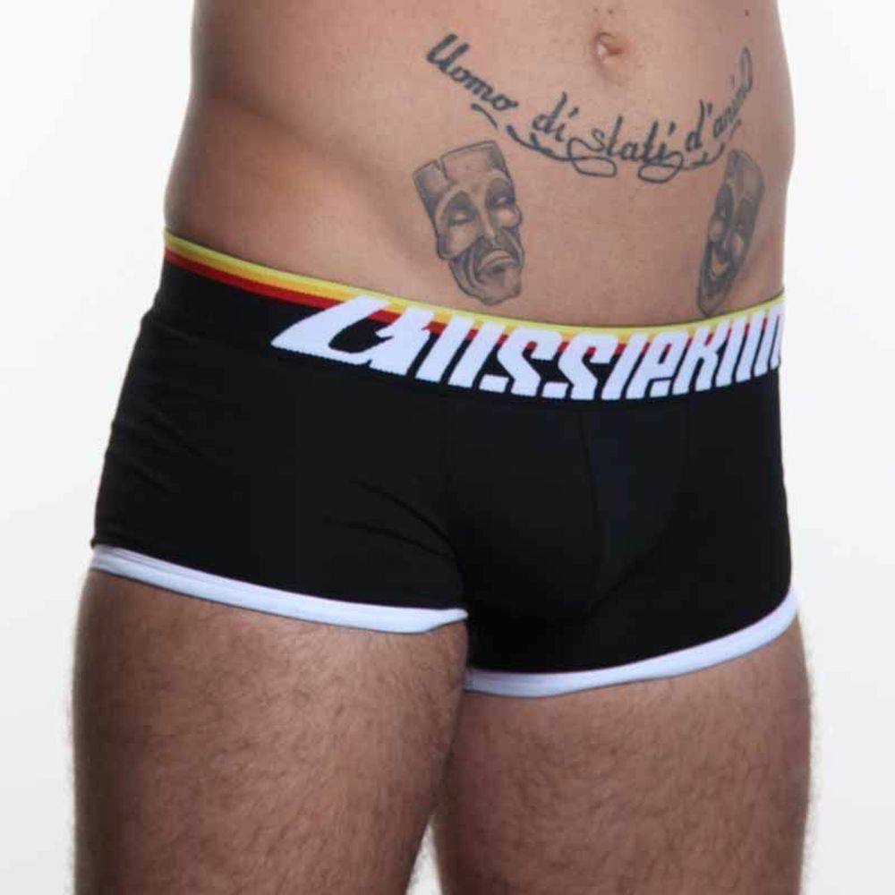 Мужские трусы хипсы черные с цветной резинкой Aussiebum Fire Boxer AB00186