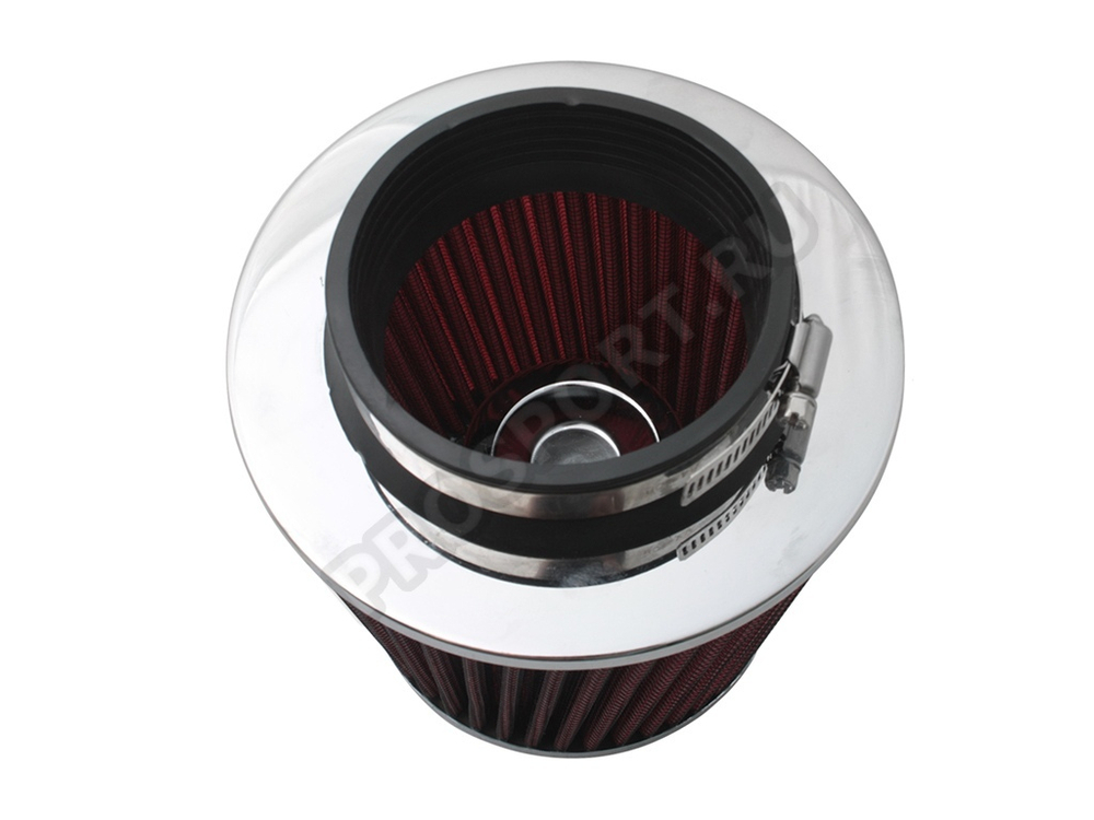 Фильтр воздушный нулевого сопротивления Sport TORNADO, красный/хром, универсальный (с набором переходников: D84,77,65,60мм)