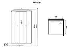 Душевая кабина Niagara (Ниагара) Promo P90/13Q/MT с низким поддоном, 90х90х215