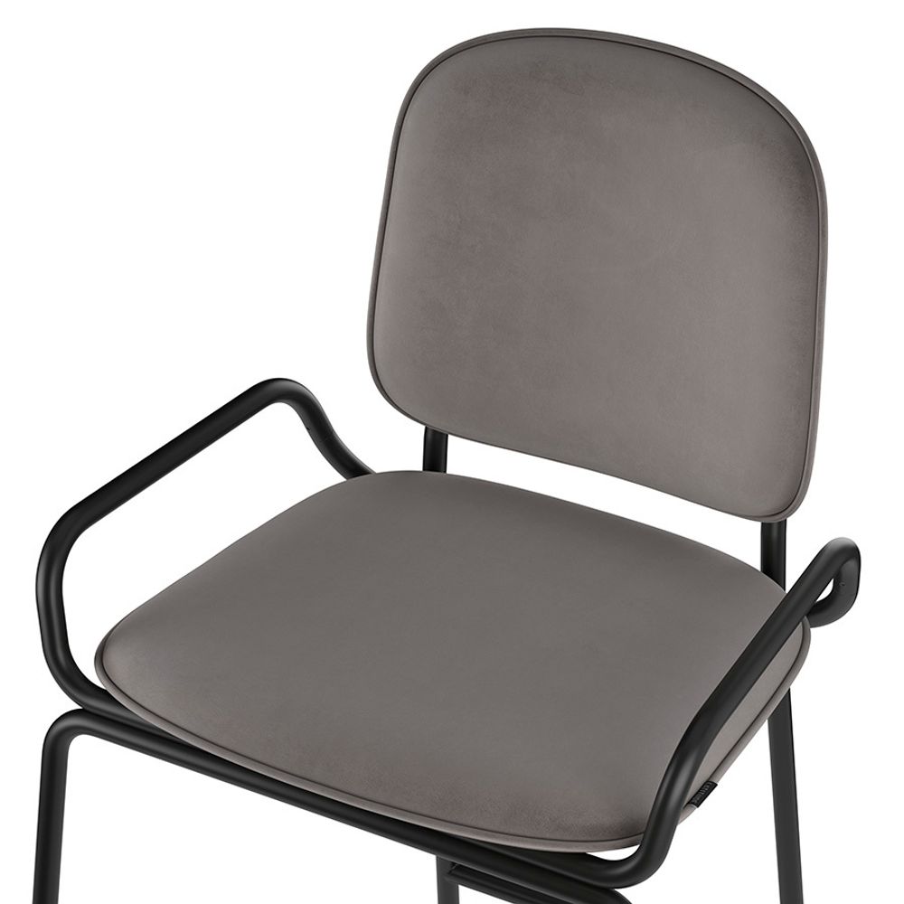 Стул полубарный Ror, 2 Frame, велюр, черный/серый