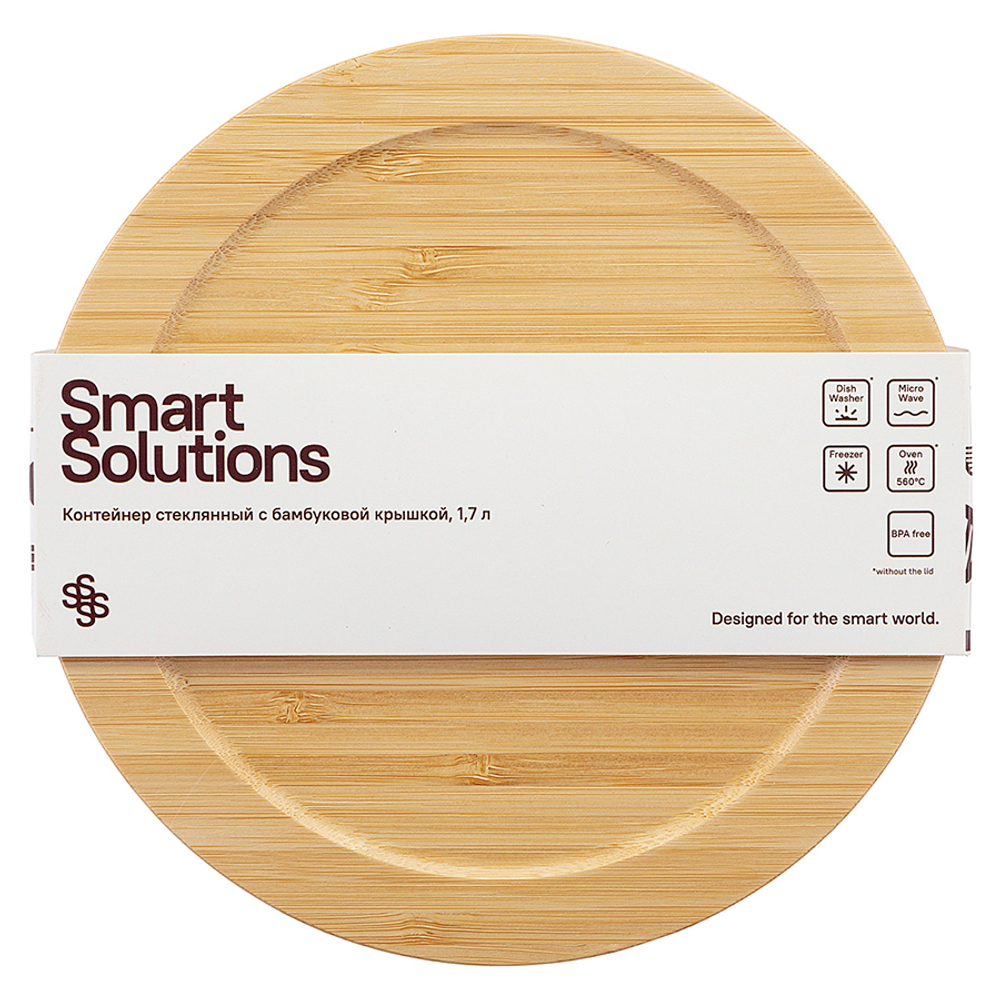 Контейнер 1.7л Smart Solutions стеклянный с бамбуковой крышкой