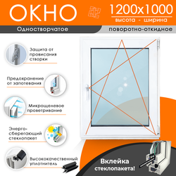 Пластиковое окно 1200 х 1000 ТермА Эко