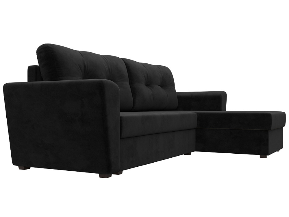 Диван угловой Амстердам Лайт правый угол, Черный, Велюр, 112455
