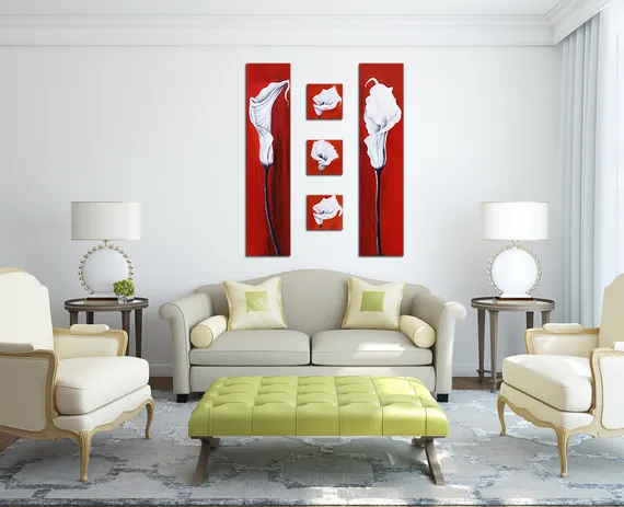 Модульная картина "Красное с белым"