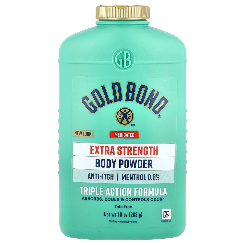 Gold Bond, Medicated, пудра для тела, формула тройного действия, повышенная сила, 283 г (10 унций)