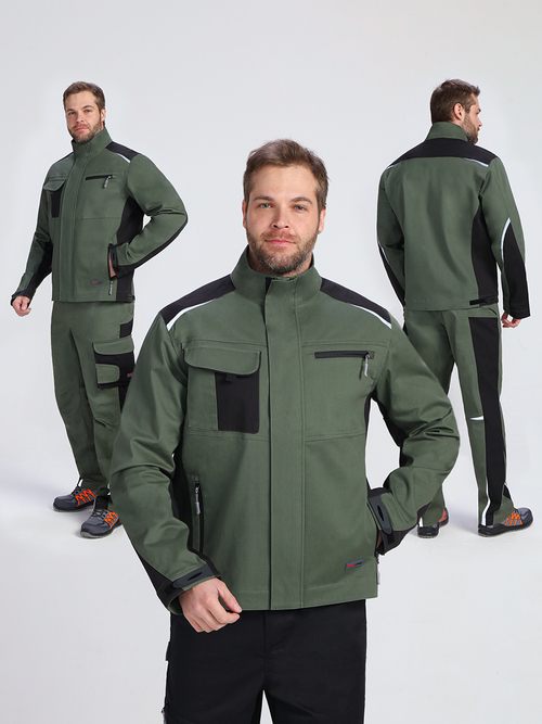 Куртка ProfLineLeader (тк.Хлопок/Спандекс,260), хаки/черный